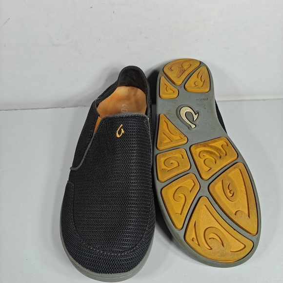 Olukai Men\'s Nohea Mesh Slip On Casual Shoes Graphite Orange Size 9